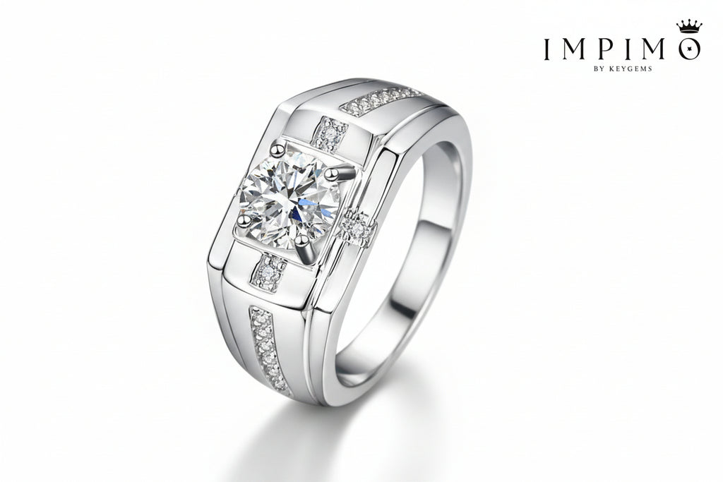 Impimo 1/2 CT Moissanite Round Cut Ring