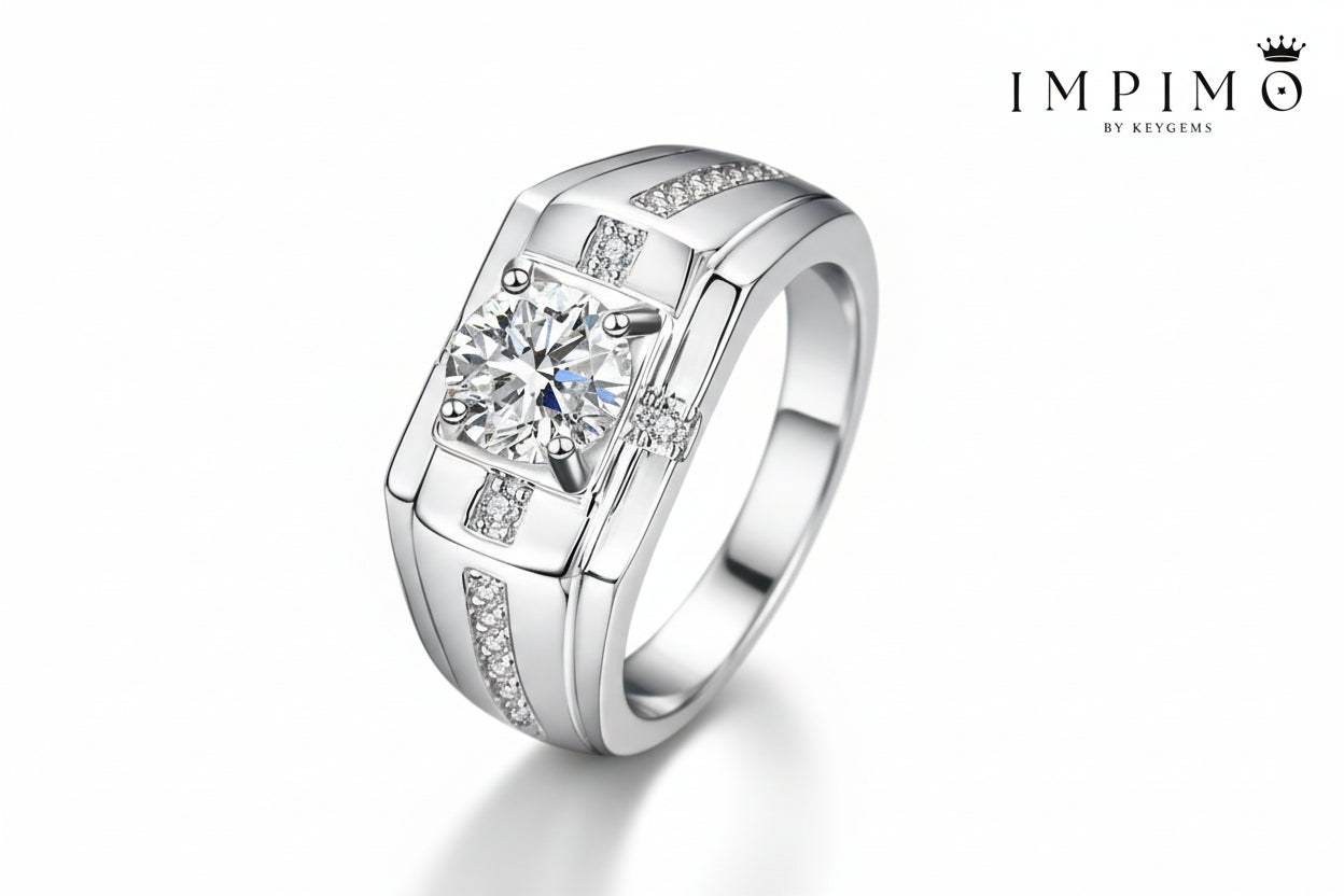 Impimo 1/2 CT Moissanite Round Cut Ring