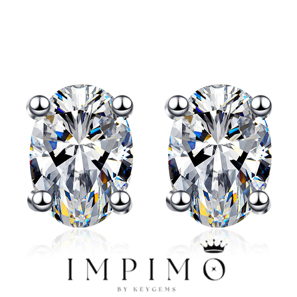 Impimo 1/2/4 CT Moissanite Oval Cut Earrings