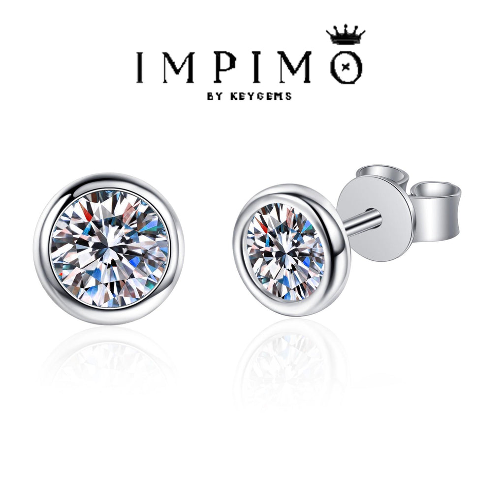 Impimo 0.6/1/2 CT Moissanite Round Cut Earrings