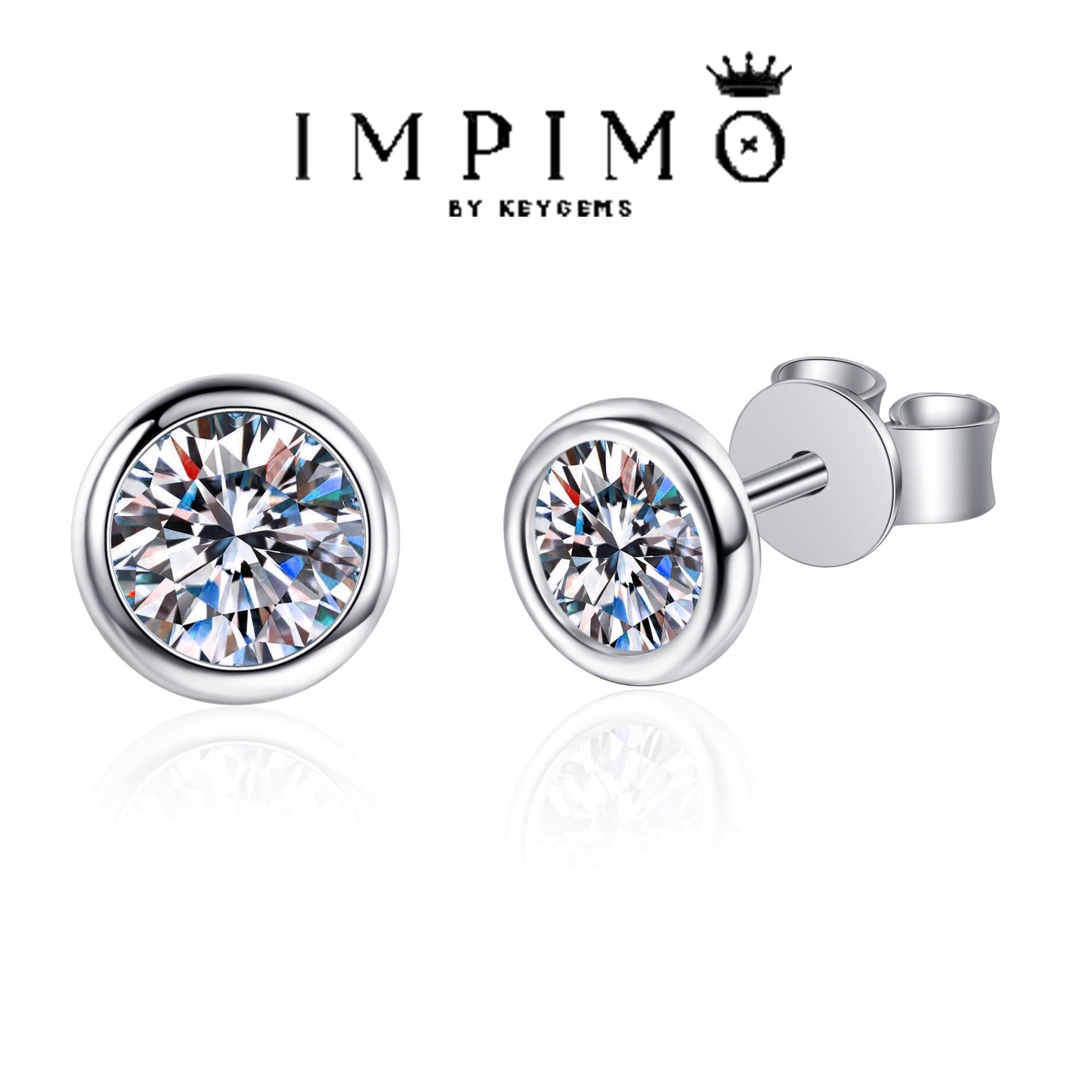 Impimo 0.6/1/2 CT Moissanite Round Cut Earrings