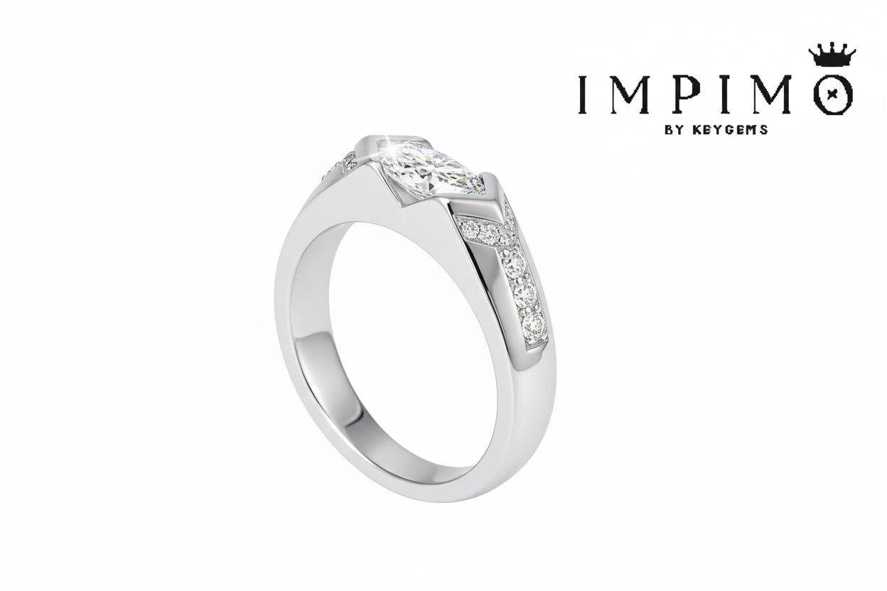 Impimo 1 CT Moissanite Marquise Cut Ring