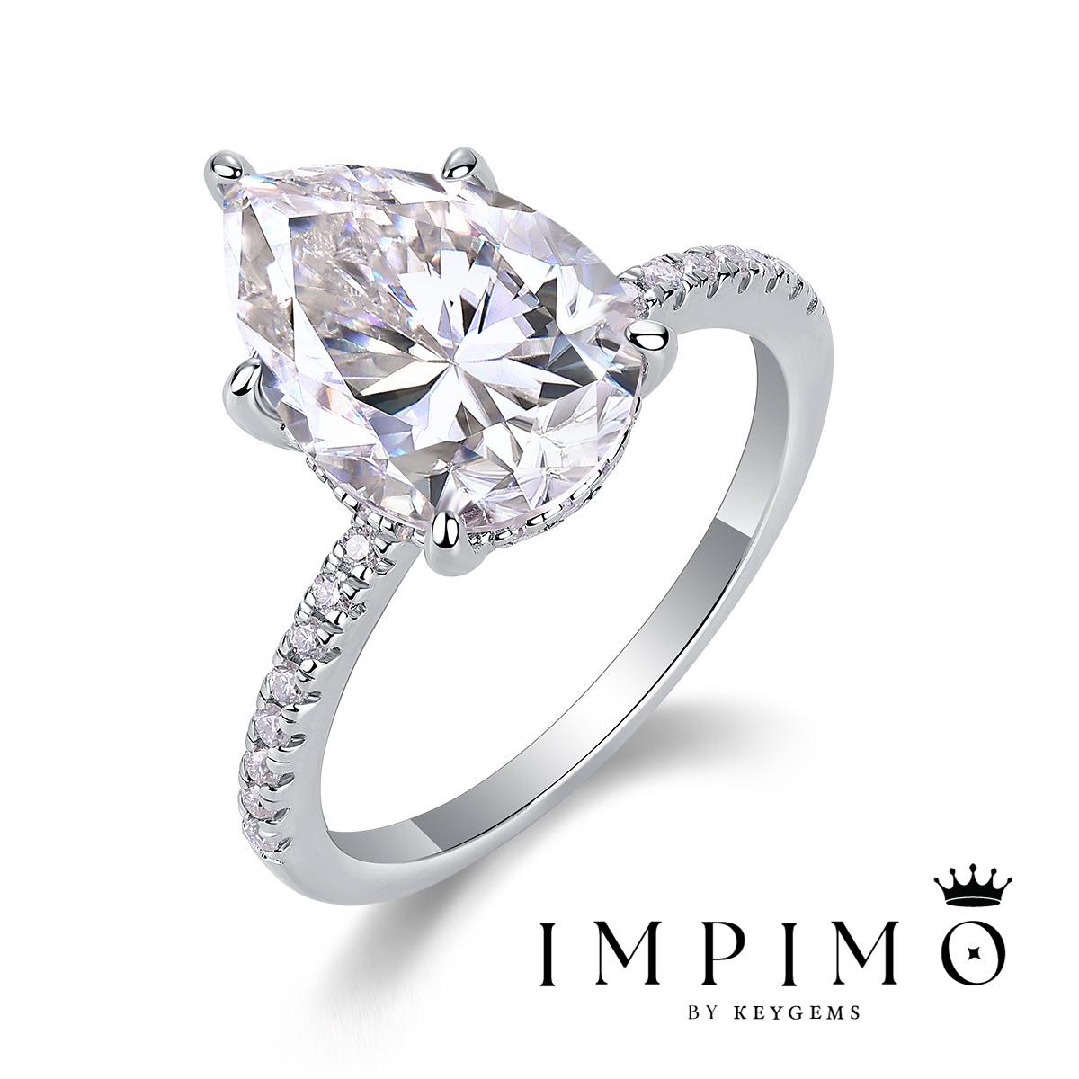 Impimo 4 CT Moissanite Pear Cut Ring