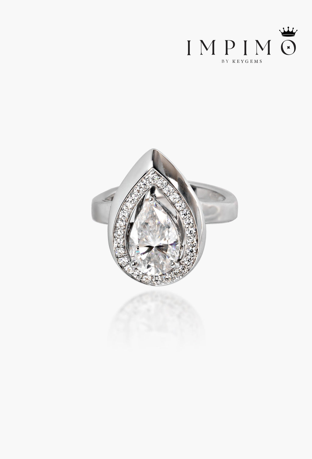 Impimo 3 CT Moissanite Pear Cut Ring