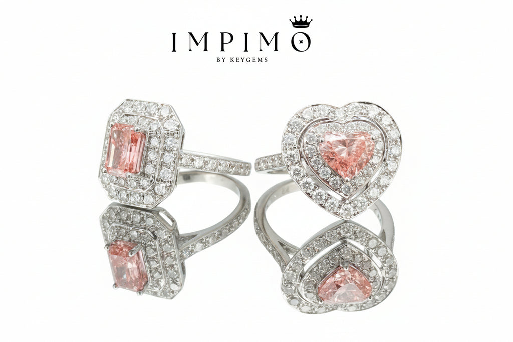 Impimo Fancy Vivid Pink Lab-Grown Diamond Radiant & Heart Cut Ring