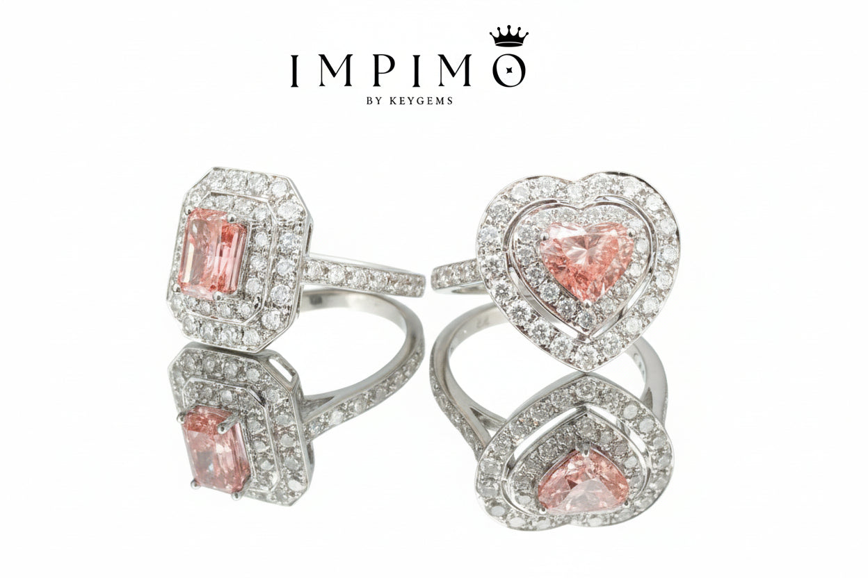 Impimo Fancy Vivid Pink Lab-Grown Diamond Radiant & Heart Cut Ring