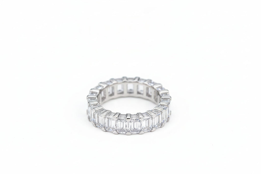 Impimo 10.5 CT Moissanite Emerald Cut Eternity Ring