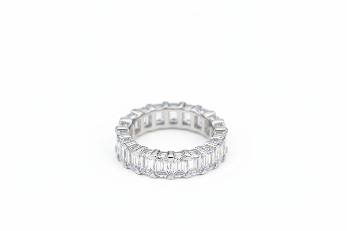 Impimo 10.5 CT Moissanite Emerald Cut Eternity Ring