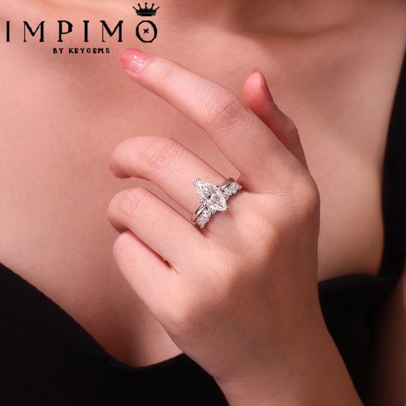 Impimo 3 CT Moissanite Marquise Cut Ring
