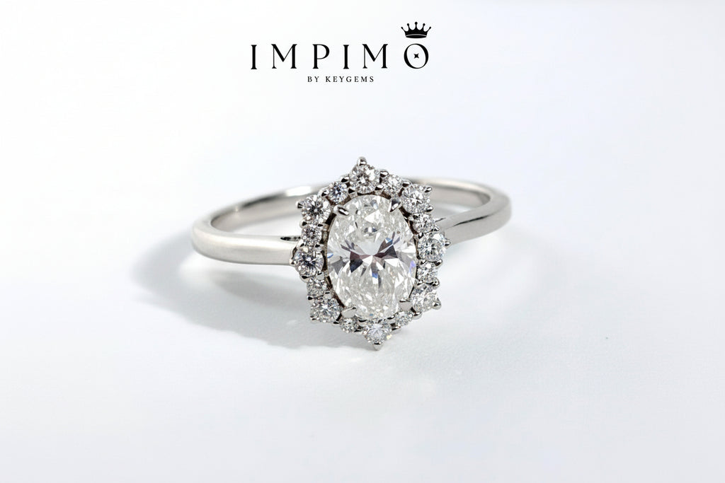 Impimo 1CT Moissanite Oval Cut Ring