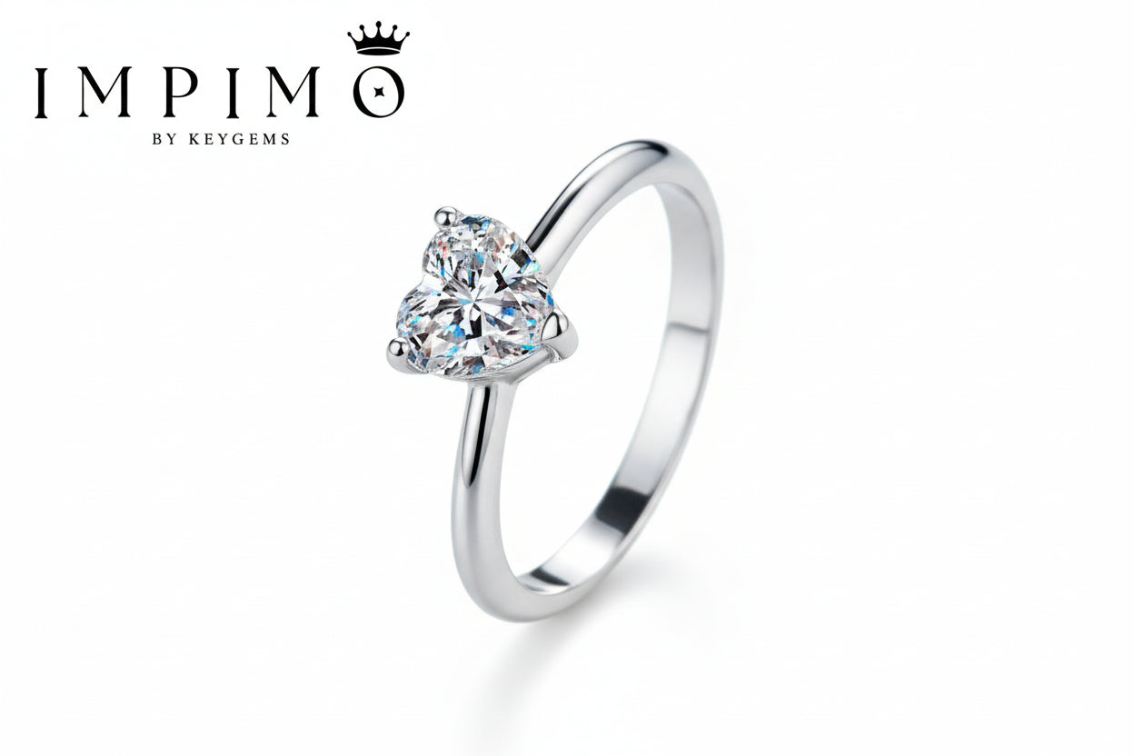 Impimo 0.5/1/2 CT Moissanite Heart Cut Ring