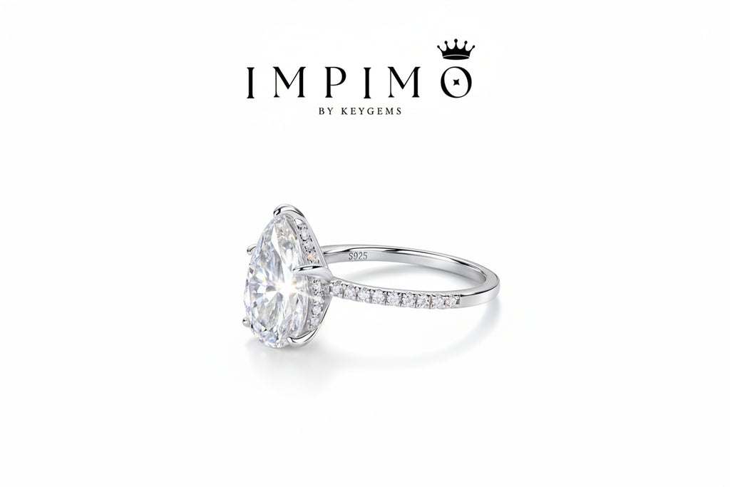 Impimo 4 CT Moissanite Pear Cut Ring
