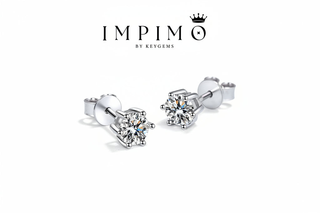 Impimo 0.6/1/2/4/6 CT (Pair) Moissanite Round Cut Earrings