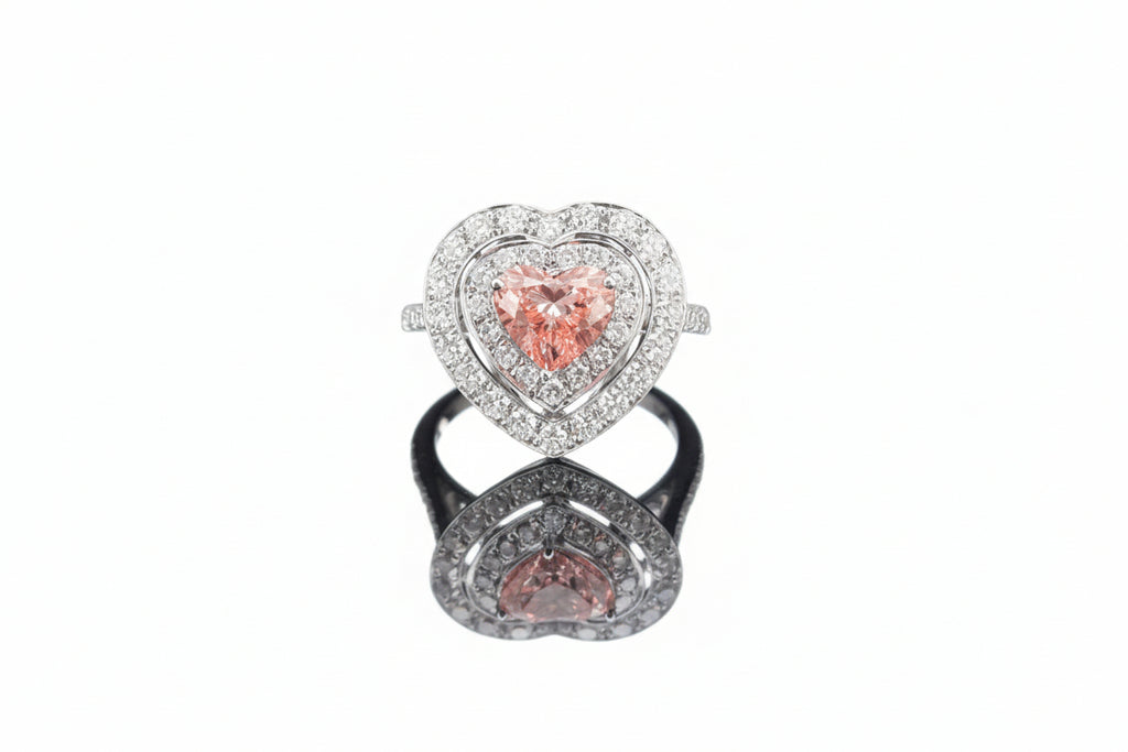 Impimo Fancy Vivid Pink Lab-Grown Diamond Radiant & Heart Cut Ring