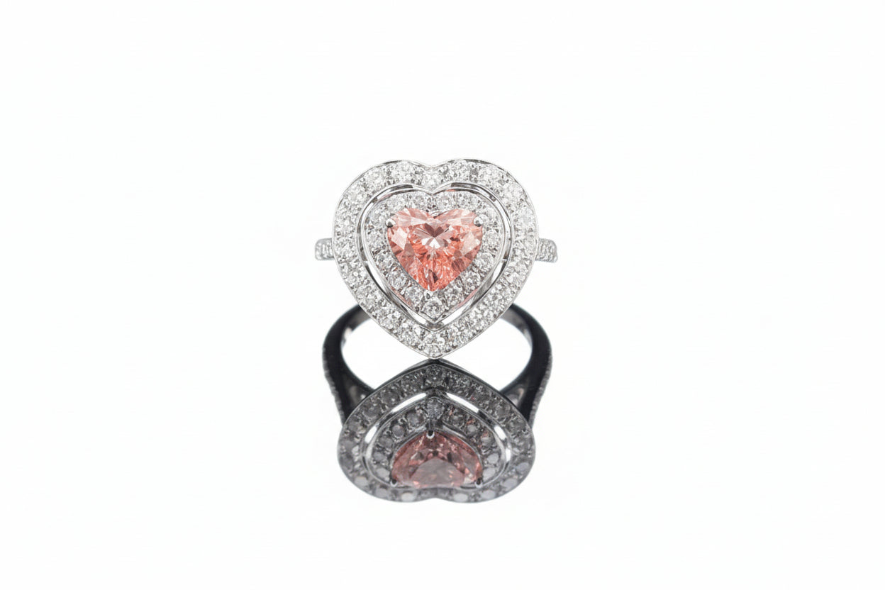 Impimo Fancy Vivid Pink Lab-Grown Diamond Radiant & Heart Cut Ring
