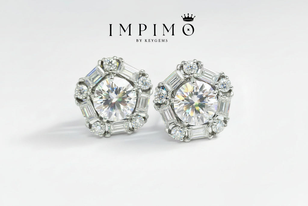 Impimo Moissanite Round Cut Earrings