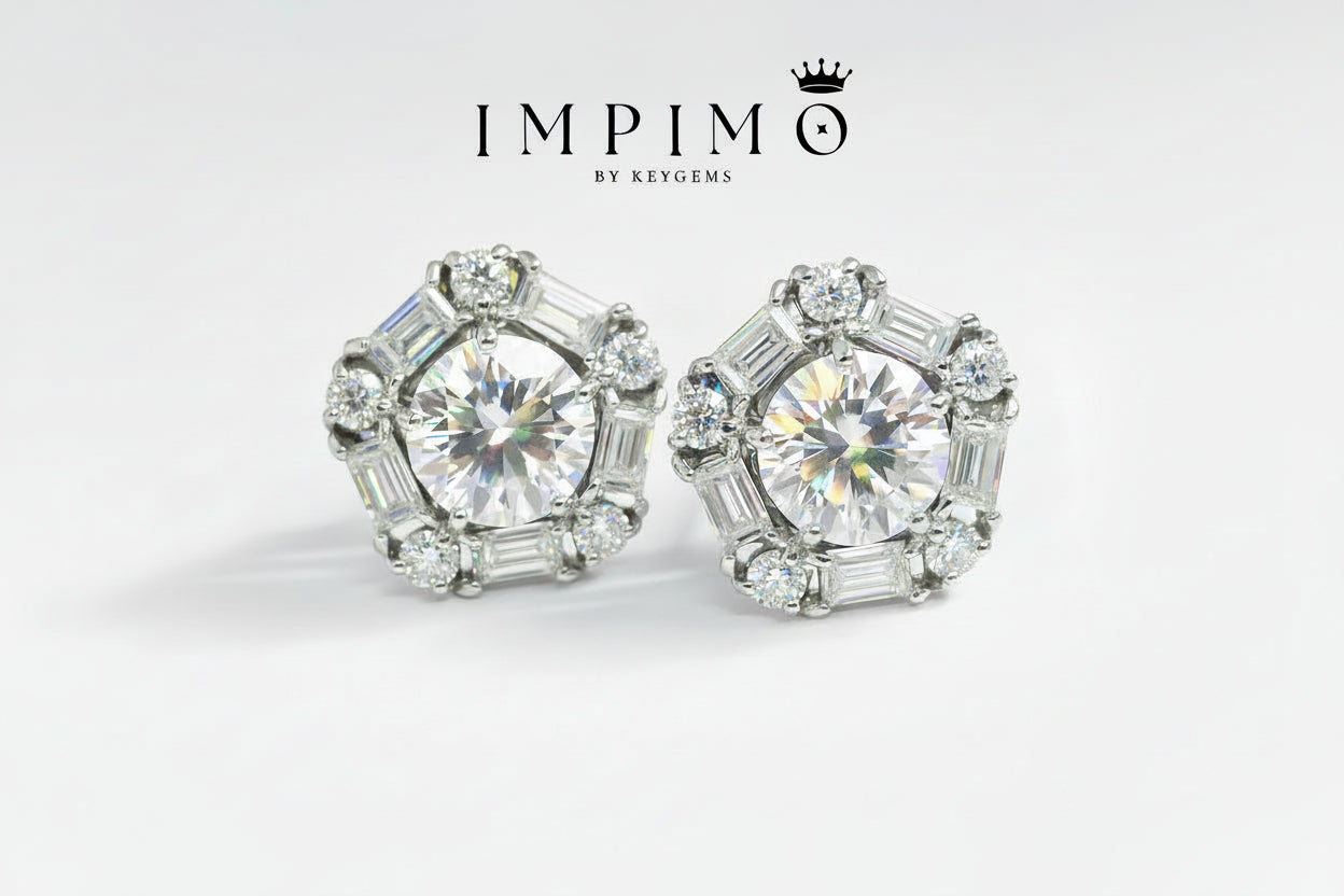 Impimo Moissanite Round Cut Earrings