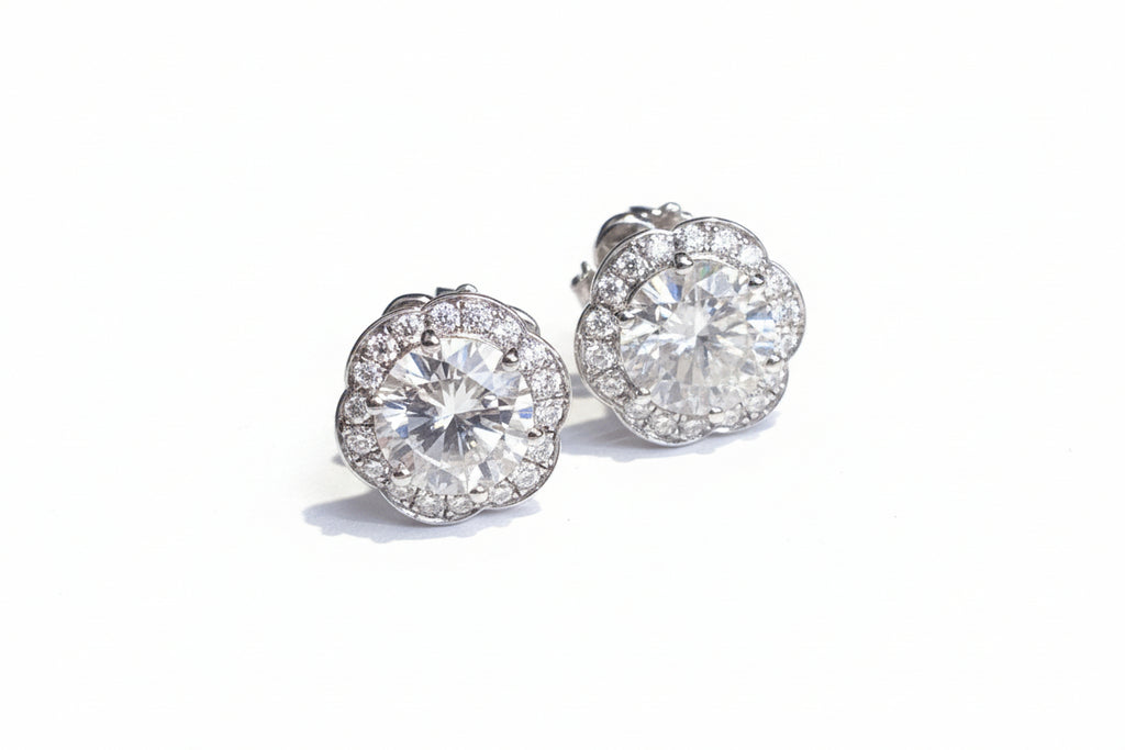 Impimo 2.3 CT (Total) Moissanite Round Cut Earrings