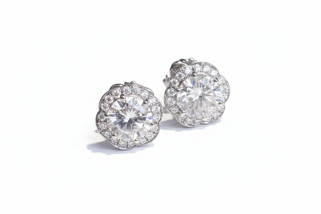 Impimo 2.3 CT (Total) Moissanite Round Cut Earrings