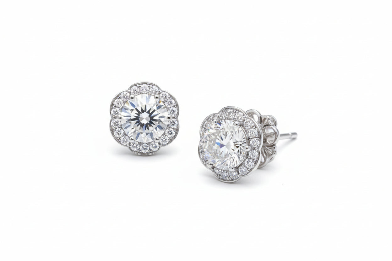 Impimo 2.3 CT (Total) Moissanite Round Cut Earrings