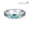 Impimo 2 CT Fancy Green Moissanite Marquise Cut Ring