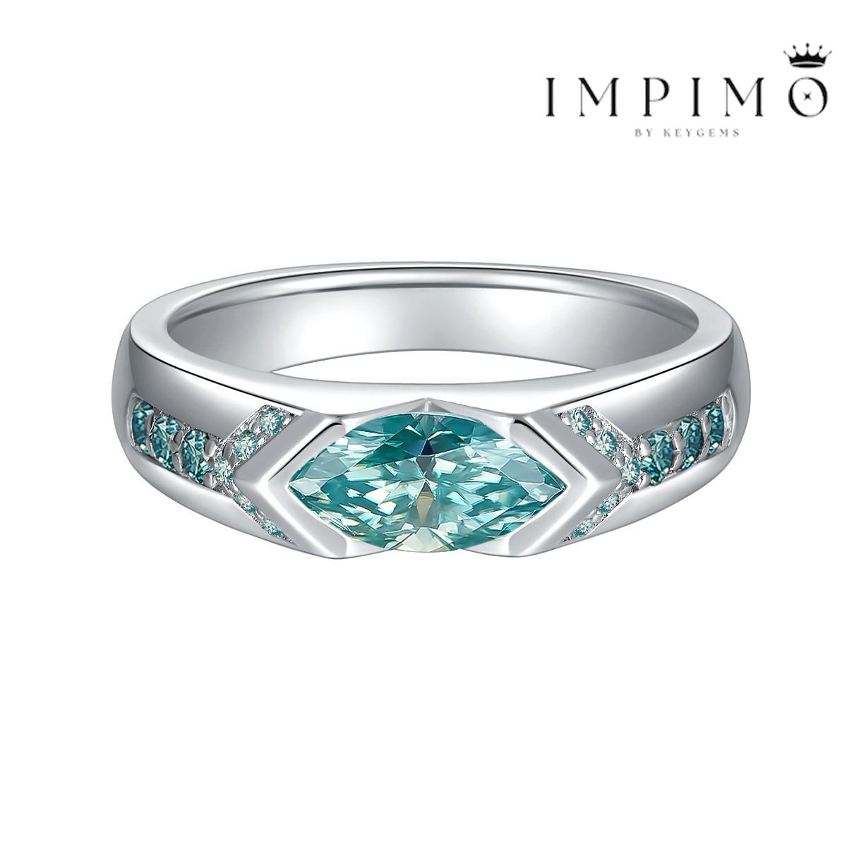 Impimo 2 CT Fancy Green Moissanite Marquise Cut Ring