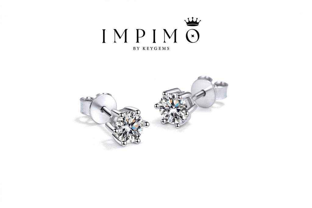 Impimo 0.6/1/2/4/6 CT (Pair) Moissanite Round Cut Earrings