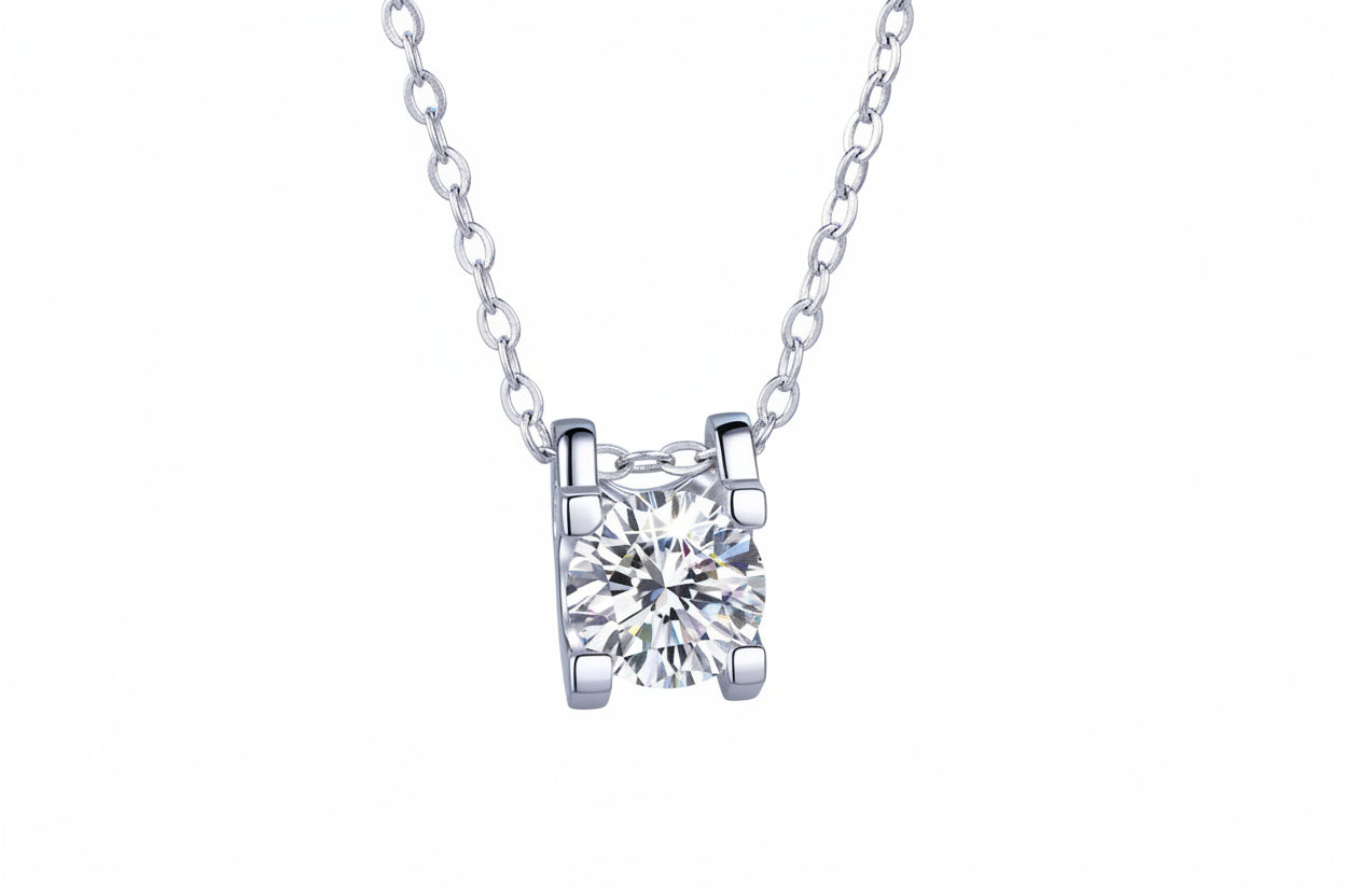 Impimo 1/2/3 CT Moissanite Round Cut Pendant