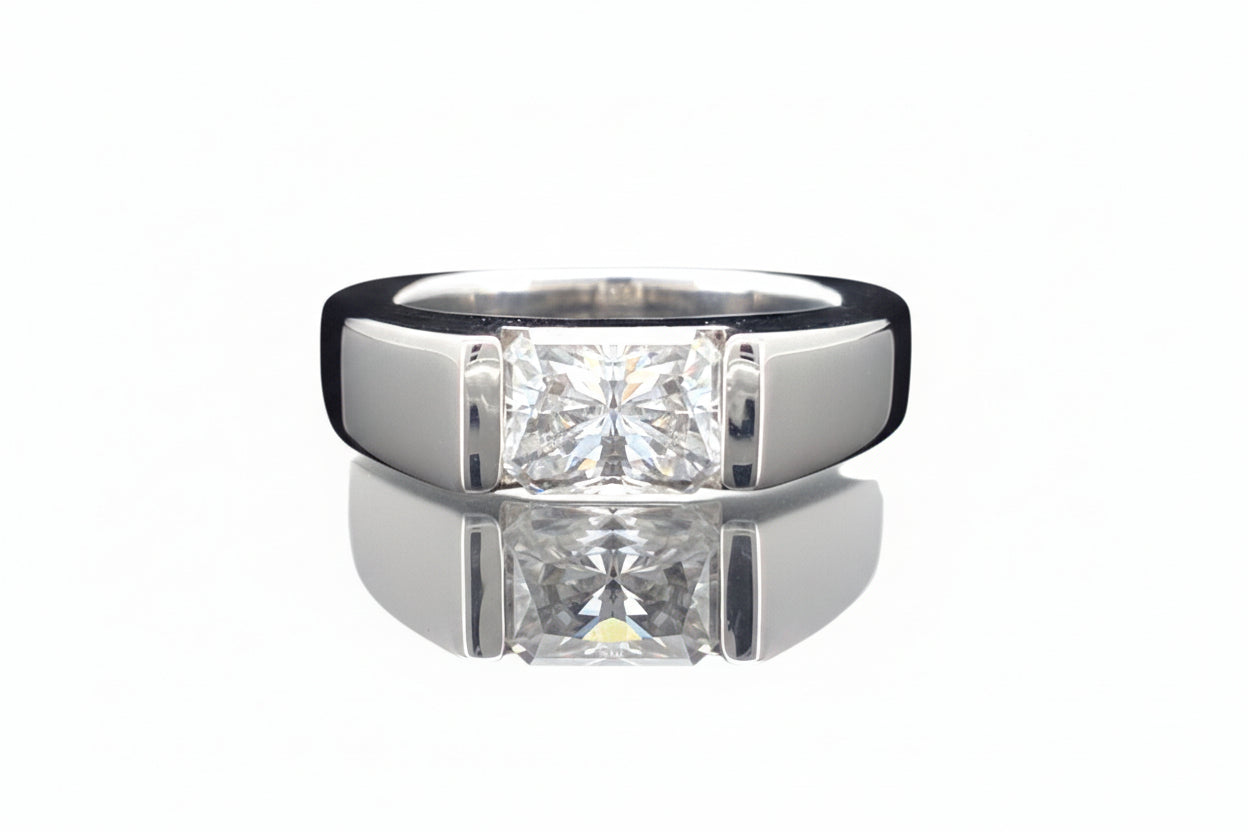 Impimo 1/2 CT Moissanite Radiant Cut Ring