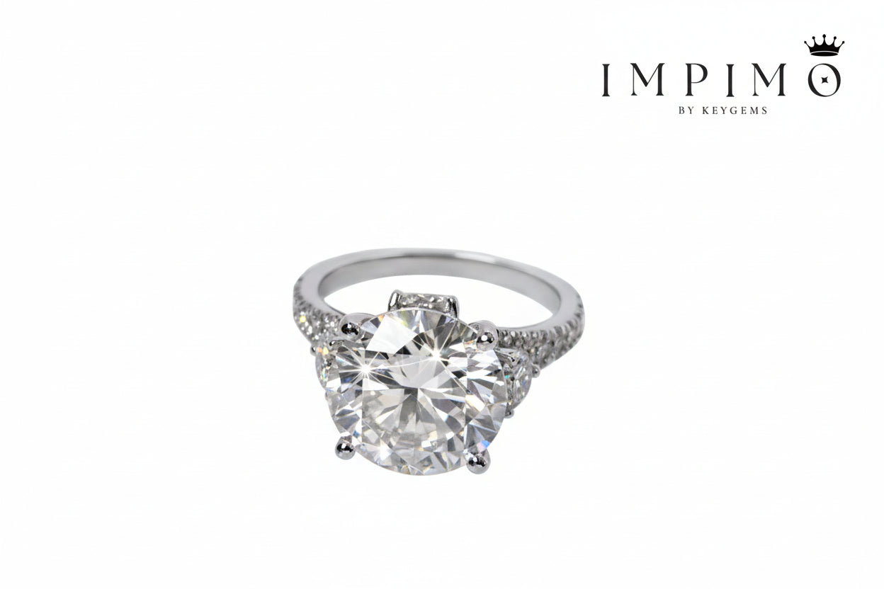 Impimo 10 CT Moissanite Round Cut Ring