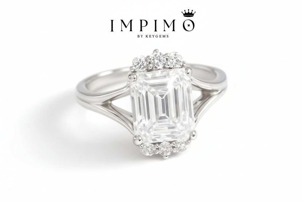 Impimo 3 CT Moissanite Emerald Cut Ring