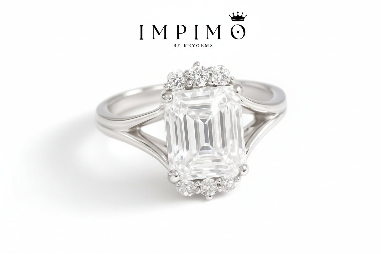 Impimo 3 CT Moissanite Emerald Cut Ring