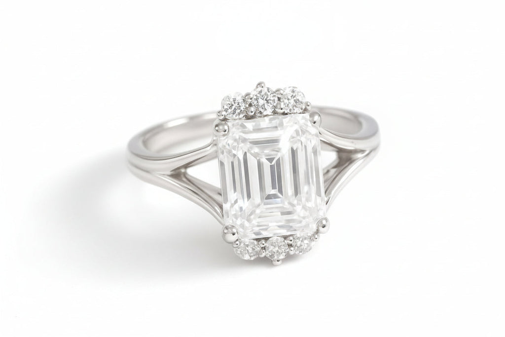 Impimo 3 CT Moissanite Emerald Cut Ring