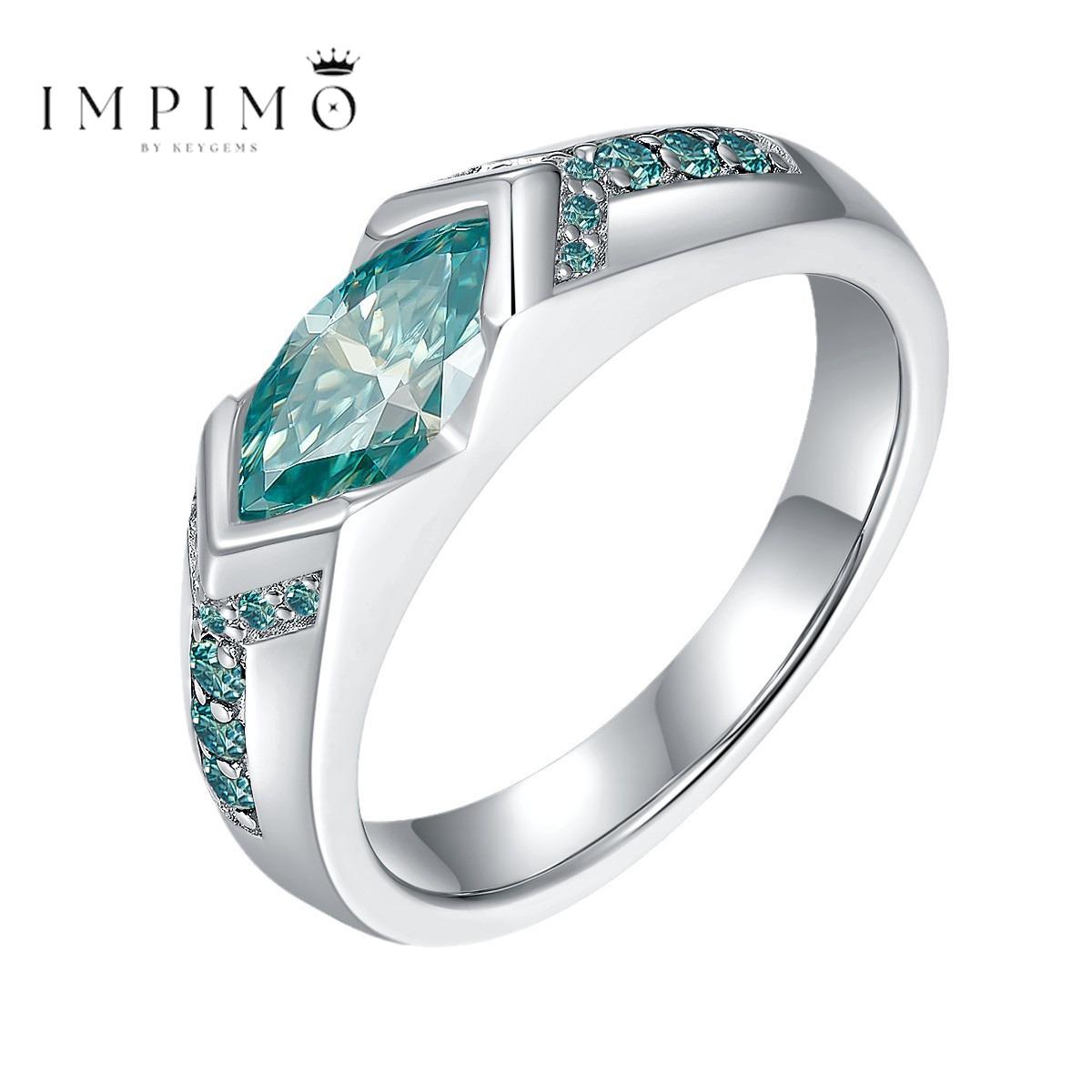 Impimo 2 CT Fancy Green Moissanite Marquise Cut Ring