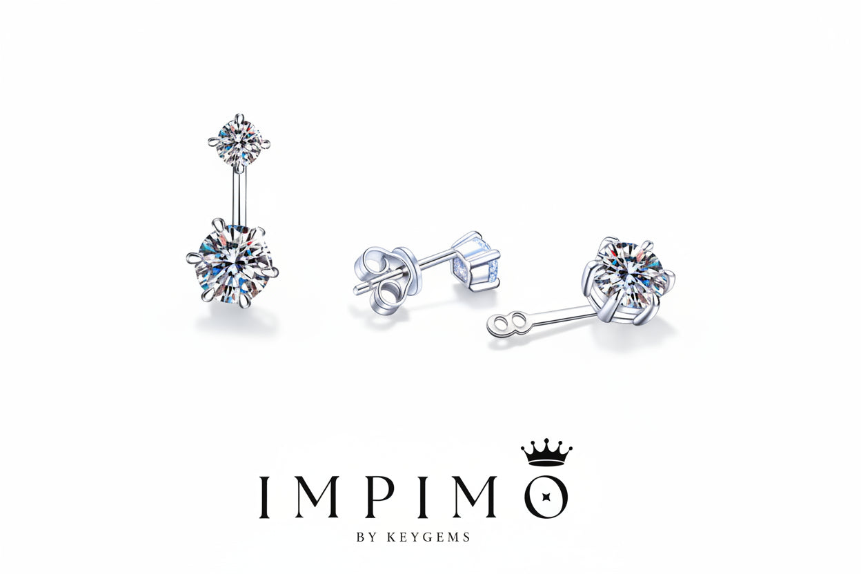 Impimo 2.6 CT (Pair) Moissanite Round Cut Earrings