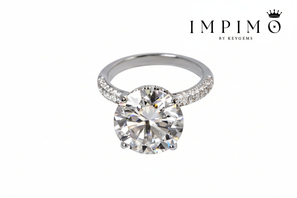 Impimo 10 CT Moissanite Round Cut Ring