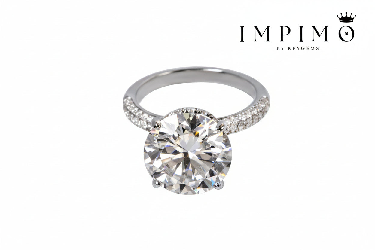 Impimo 10 CT Moissanite Round Cut Ring