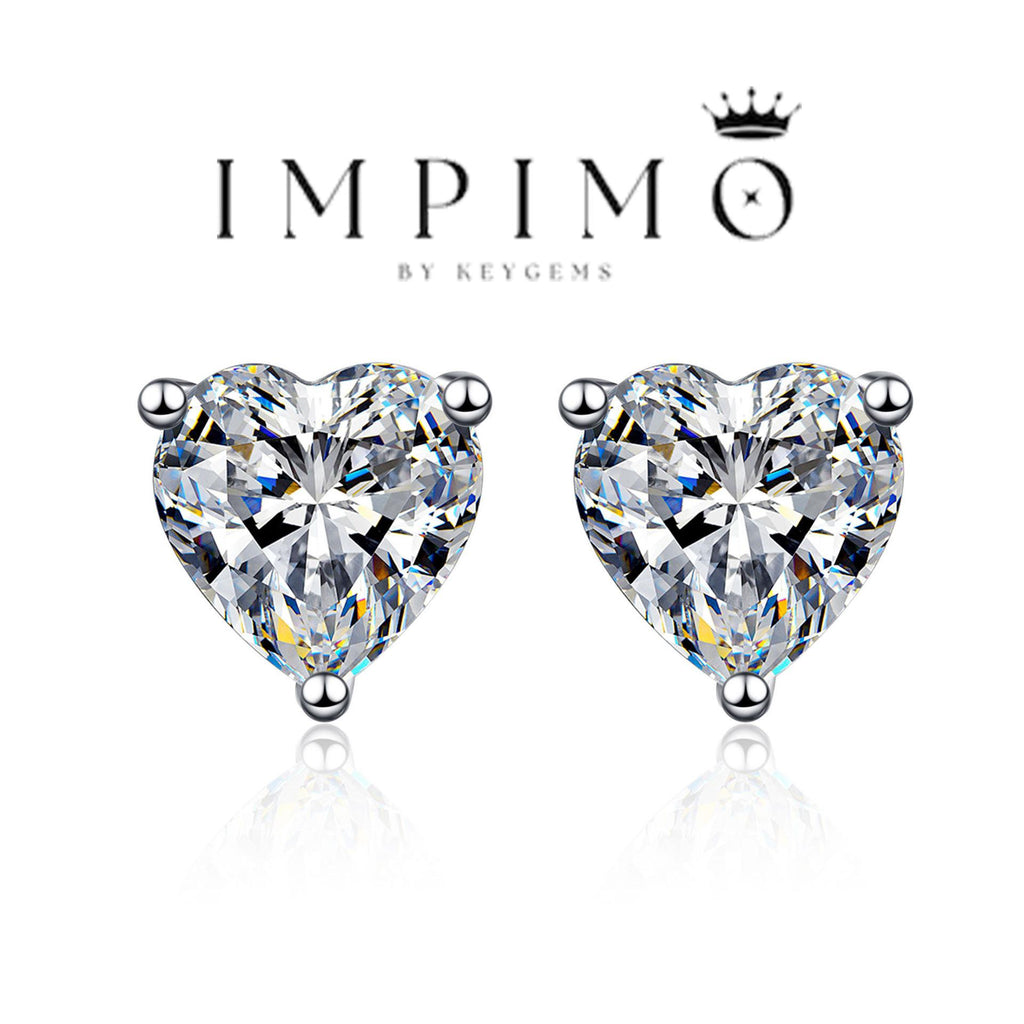 Impimo 1/2/4 CT Moissanite Heart Cut Earrings