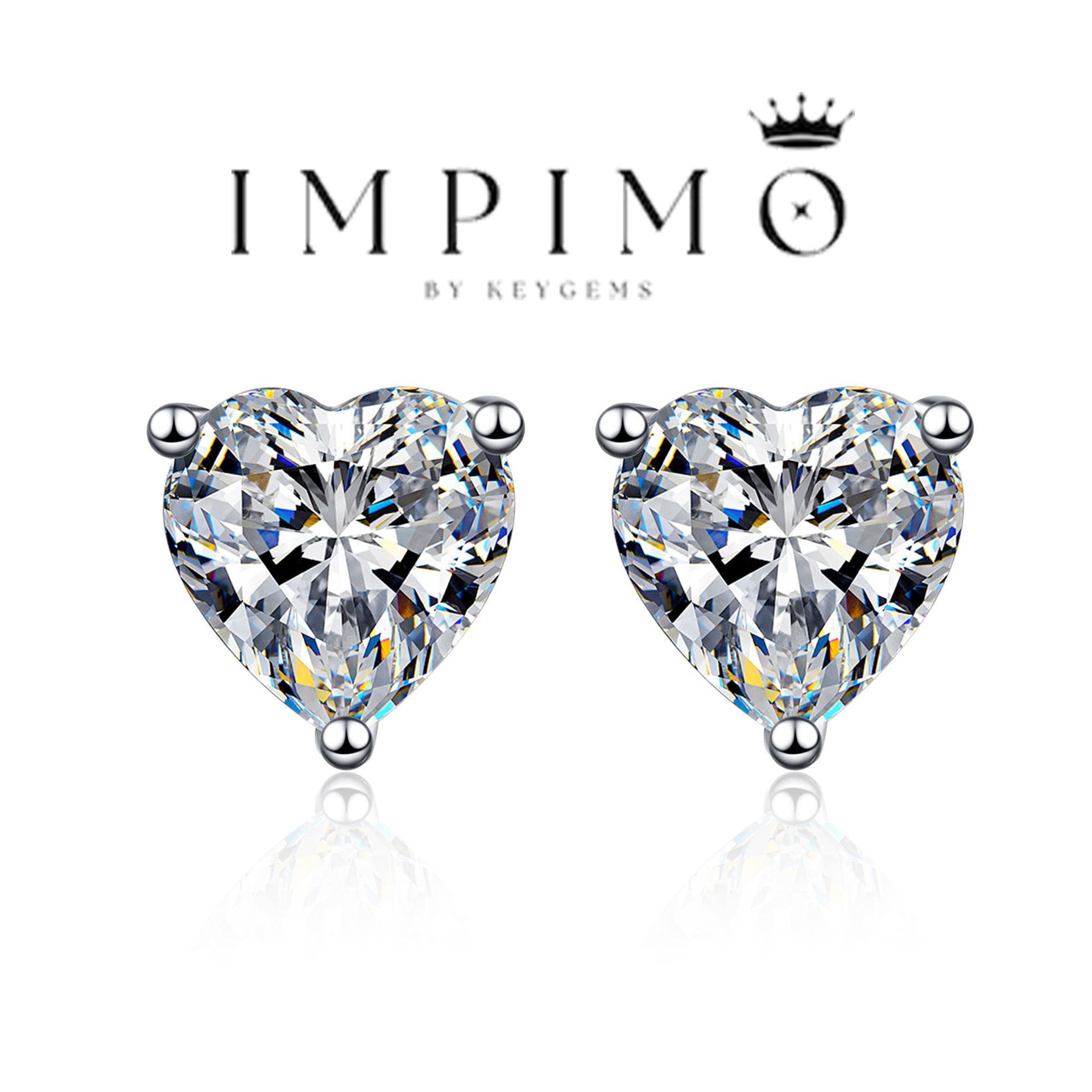 Impimo 1/2/4 CT Moissanite Heart Cut Earrings