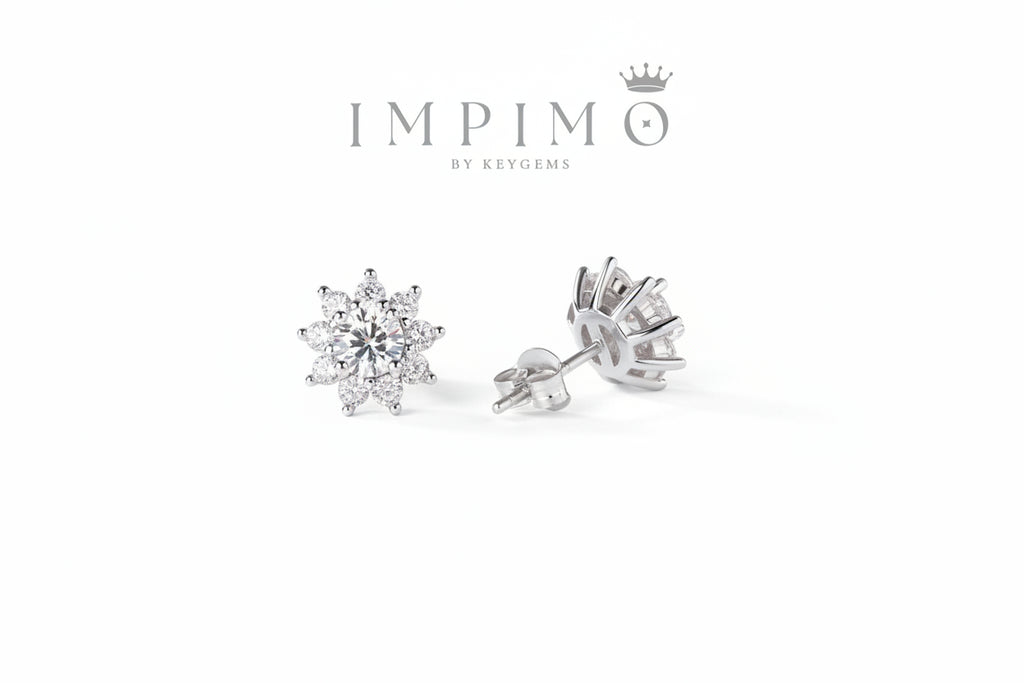 Impimo 1/2 CT (Total) Moissanite Round Cut Earrings