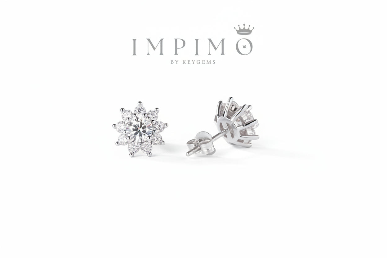 Impimo 1/2 CT (Total) Moissanite Round Cut Earrings
