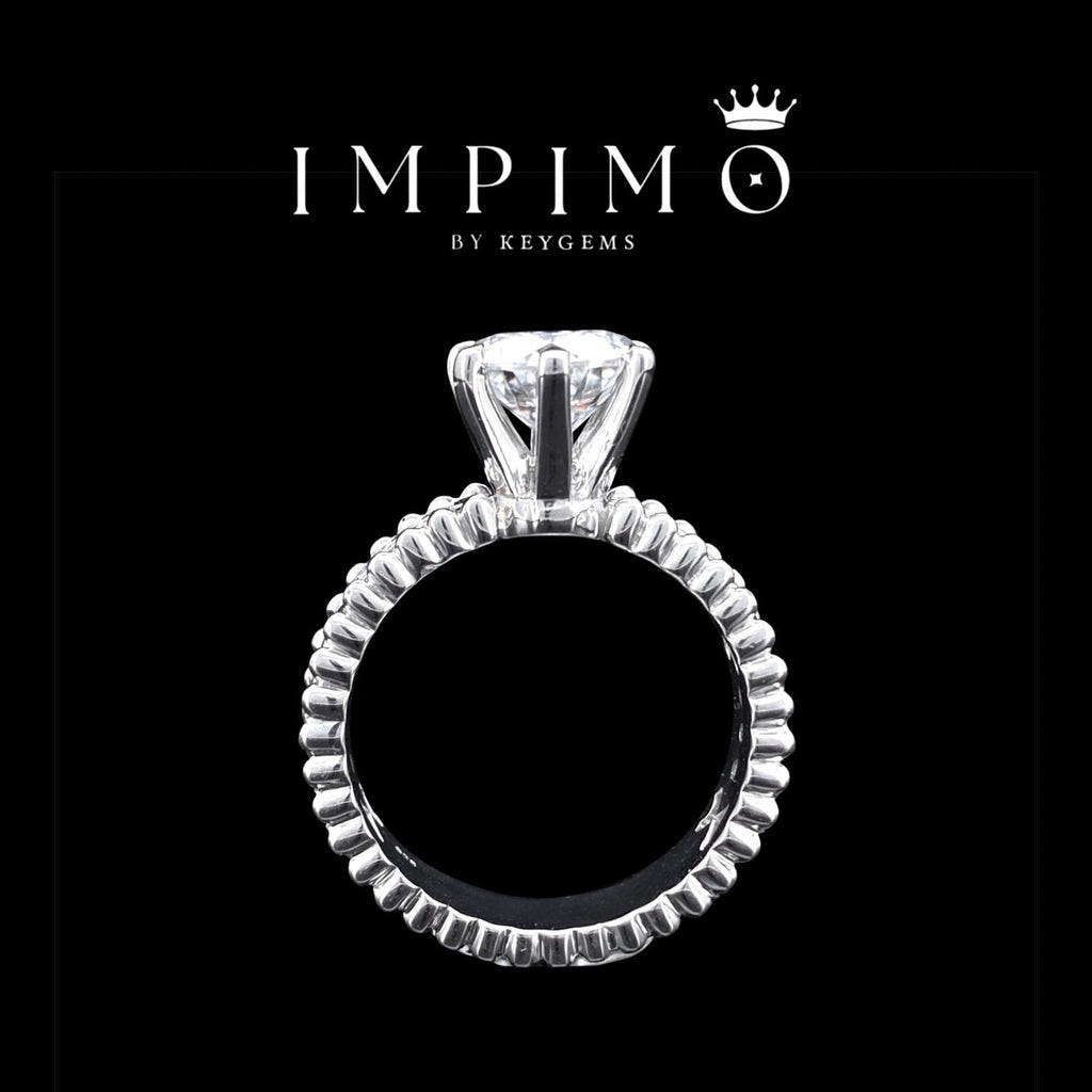 Impimo 1/2 CT moissanite round solitaire ring with perlée band – alternate view