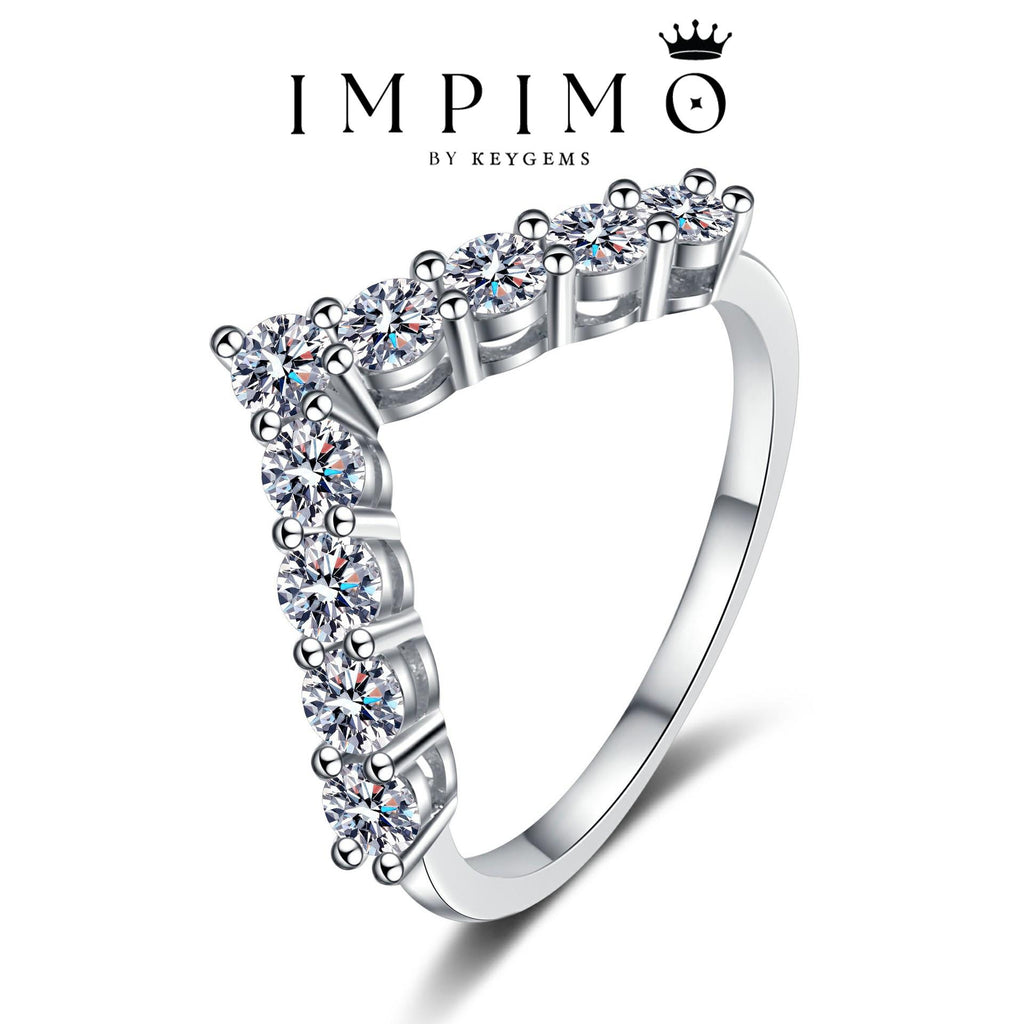 Impimo 0.9 CT (Total) Moissanite Round Cut Ring