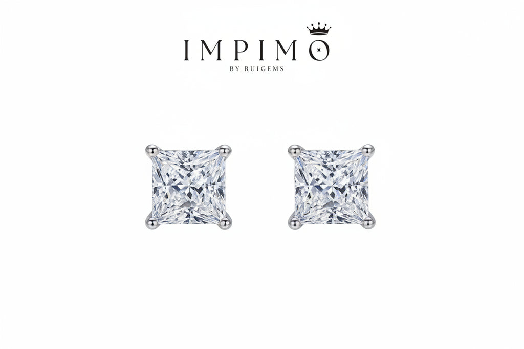 Impimo Moissanite Princess Cut Earrings
