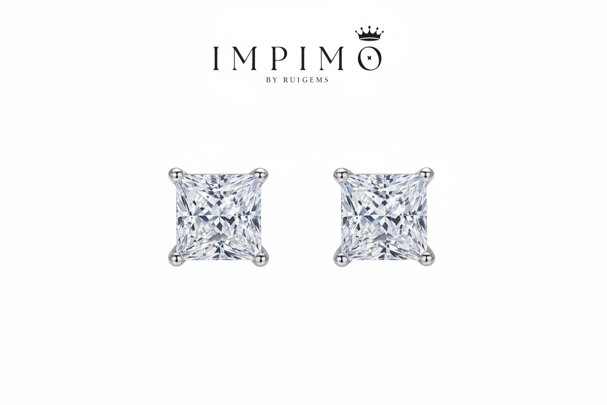 Impimo Moissanite Princess Cut Earrings