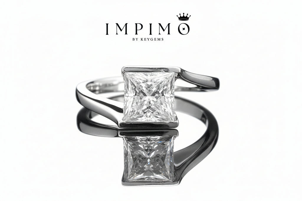 Impimo 1/2 CT Moissanite Princess Cut Ring