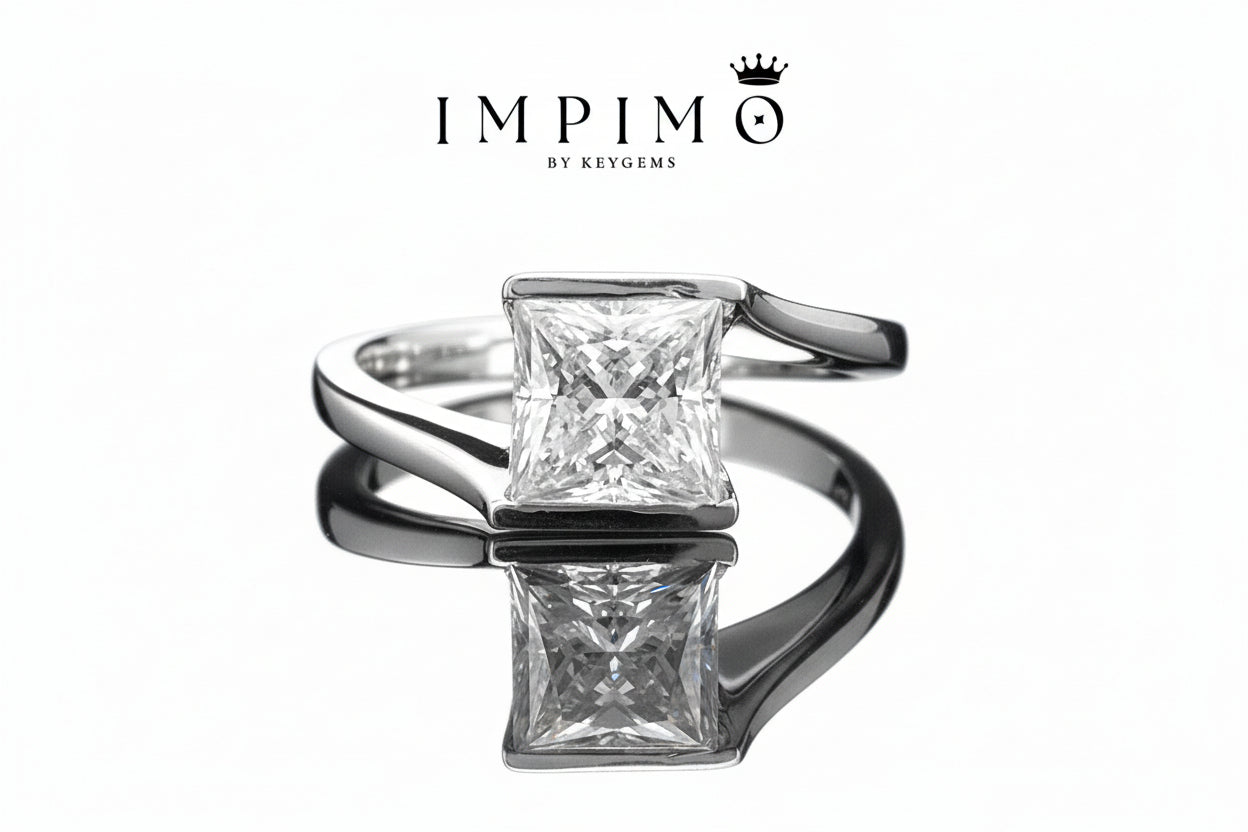 Impimo 1/2 CT Moissanite Princess Cut Ring