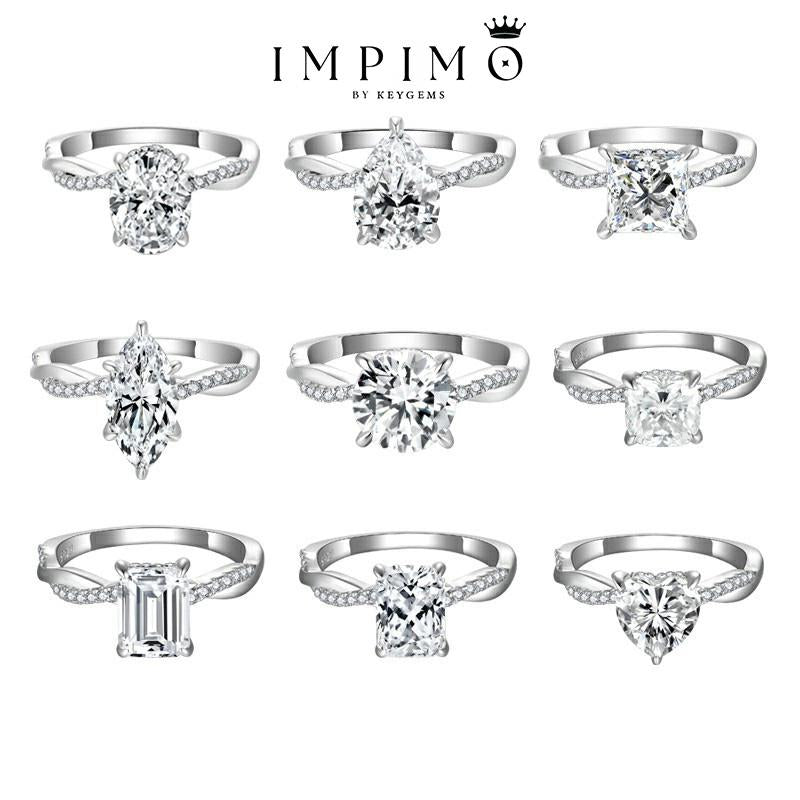 Impimo 2 CT Moissanite Multiple Shape Ring
