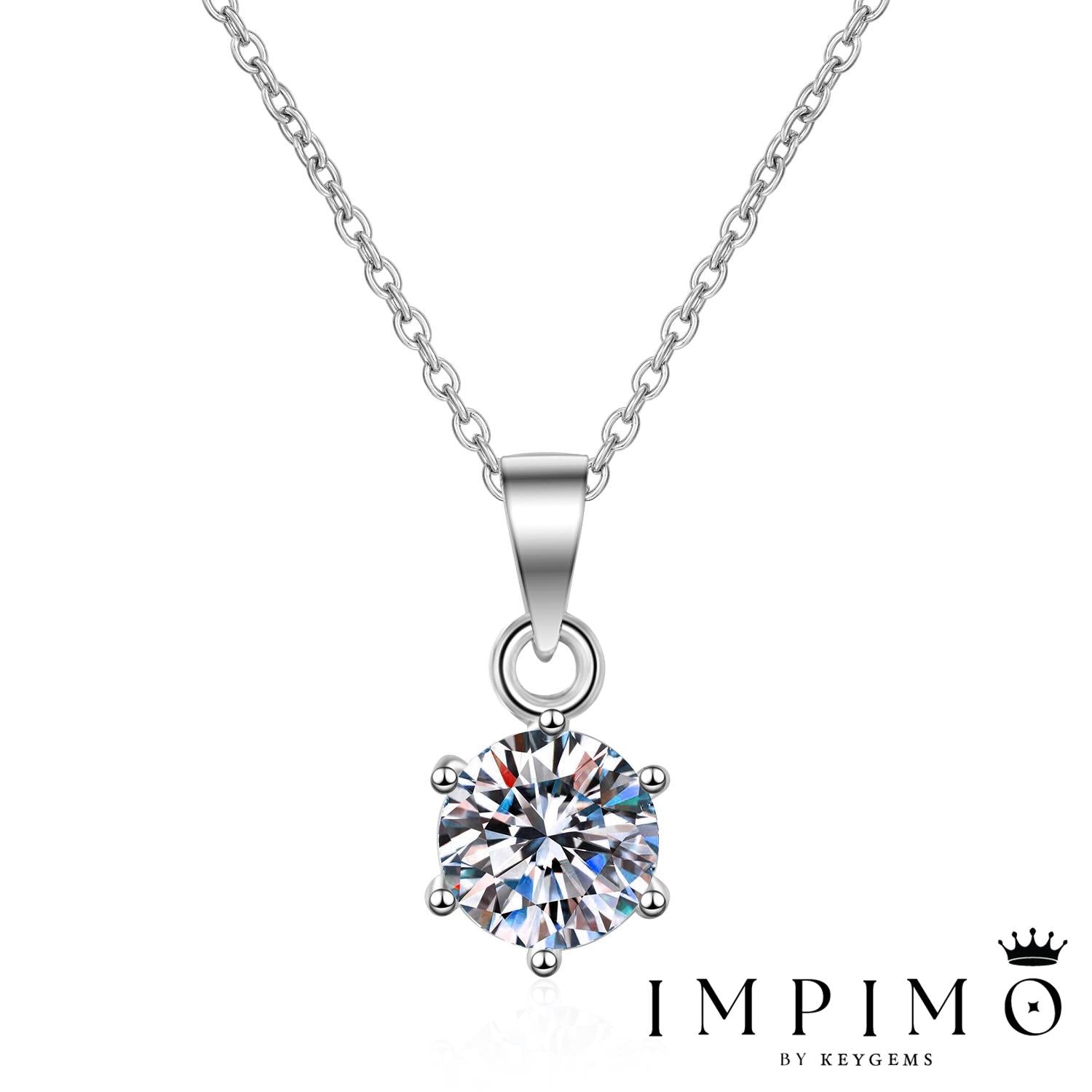 Impimo 1/2/3/5 CT Moissanite Round Cut Pendant