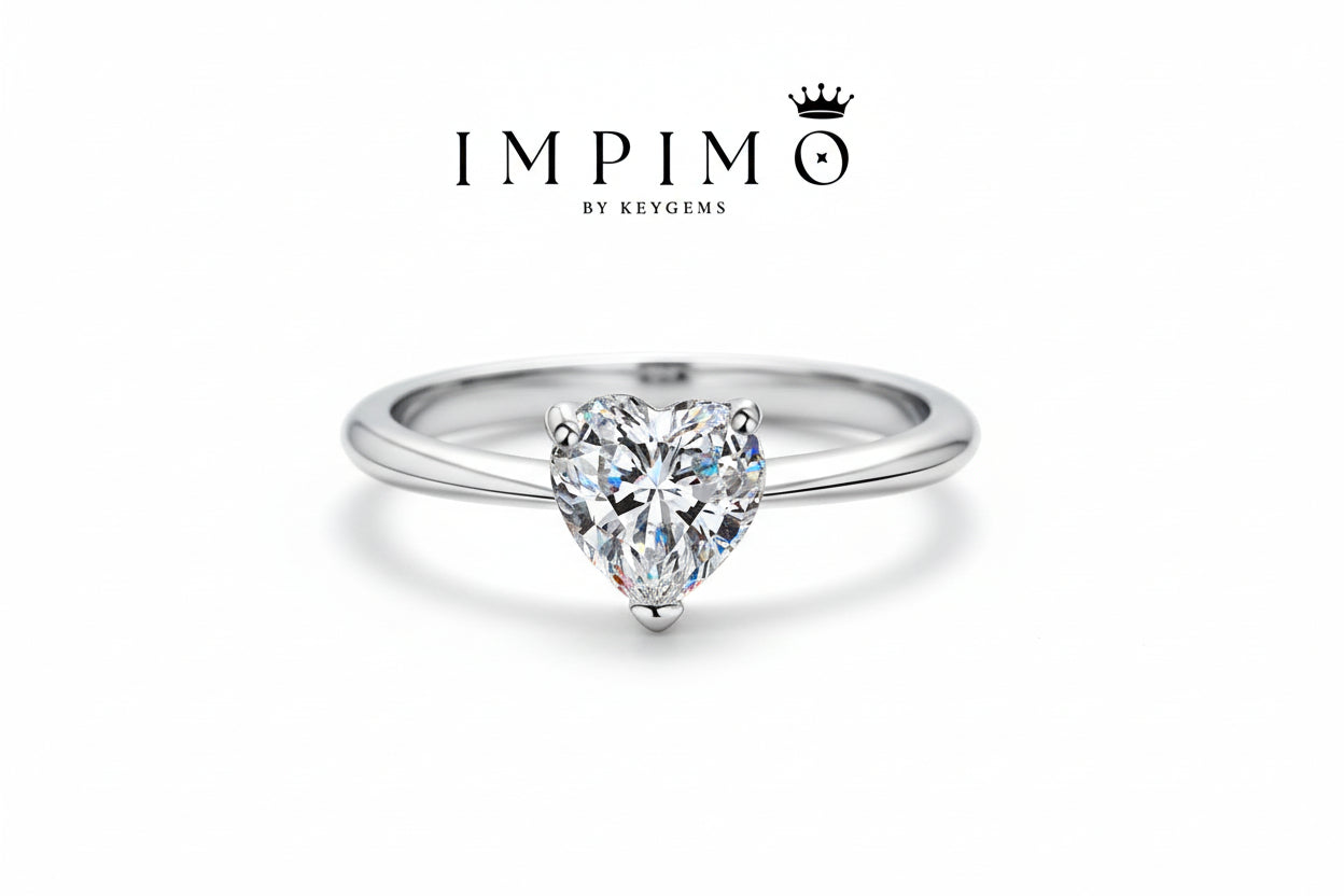 Impimo 0.5/1/2 CT Moissanite Heart Cut Ring